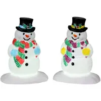 Lemax Holly Hat Snowman Set Of 2 battery operated (4.5V) Kerst