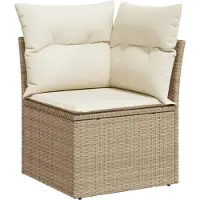 vidaXL - Tuinhoekbank - met - kussens - poly - rattan - beige