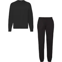 Fruit Of The Loom Klassiek Joggingpak 2-delig Sweatshirt & Sweatpant Dames Heren Katoen Fleece Huispak Unisex Zwart XL