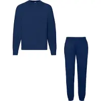 Fruit Of The Loom Klassiek Joggingpak 2-delig Sweatshirt & Sweatpant Dames Heren Katoen Fleece Huispak Unisex Marine XL