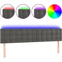 vidaXL Hoofdbord LED 200x5x78/88 cm fluweel donkergrijs