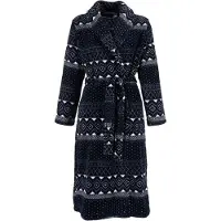 Pastunette Dames badjas met Noorse print - badjas van hoogwaardig fleece - luxe badjas voor dames - maat 38