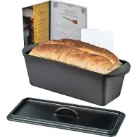 Chefarone Gietijzeren Broodvorm – Broodbakvorm – Bakvorm - Cakevorm Rechthoek - Ambacht Brood Bakken uit eigen Oven– Inclusief Deksel, Spatel en Rijsmand - 35 x 13,5 x 12,5 cm