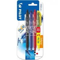 Pilot gelroller Frixion Ball Clicker, blister van 4 stuks (3 gelrollers + 1 markeerstift)