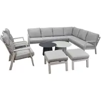 AVH-Collectie Barolo hoek loungeset 9 delig verstelbaar aluminium latte zand