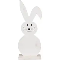 Clayre & Eef Decoratie Beeld Konijn 50 cm Wit Hout Wit