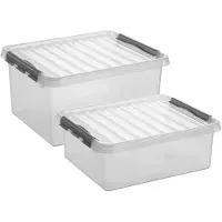 Sunware Opberg boxen set van 6x stuks in 25L en 36L kunststof met deksel - Opbergbox