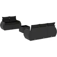 vidaXL 6-delige tuinmeubelset met kussens, zwart, polyrotan