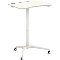 Worktrainer - Single Leg Desk - Hoogte 74 - 113 cm - Breedte 80 cm - Klein Gasveer zit-sta Bureau - in hoogte verstelbaar Bureau - Wit