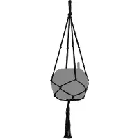 Lechuza Macramé Cotton PURE 90 - Plantenhanger - 90 cm lengte - zwart - 100% katoen