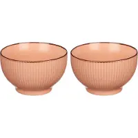 Vivalto Kommetjes/serveer schaaltjes/soepkommen - 2x - Mistique - porselein - D14 x H8 cm - zalm roze - Stapelbaar