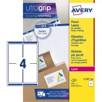 Avery L7169, Verzendetiketten, Laser, Ultragrip, wit, 100 vellen, 4 per vel, 99,1 x 139 mm