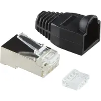 InLine RJ45 krimp connectoren (STP) voor CAT6 netwerkkabel (flexibel) - 100 stuks (3-delig) / zwart