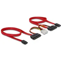 DeLOCK 2x SATA naar 2x SATA data- en 1x Molex voedingskabel - SATA300 - 3 Gbit/s / rood - 0,50 meter