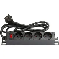 GOOD CONNECTIONS 10'' stekkerdoos - CEE 7/7 - 4x CEE 7/3 - met schakelaar / zwart - 1,8 meter