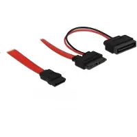 DeLOCK Slim SATA (v) - SATA data (v) + SATA voeding (m) kabel / SATA600 - 6 Gbit/s - 1 meter