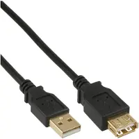 InLine USB-A verlengkabel | USB2.0 | 5W | verguld | zwart | 5 meter