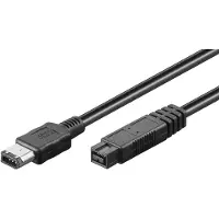S-Impuls FireWire 400-800 kabel met 6-pins - 9-pins connectoren / zwart - 5 meter