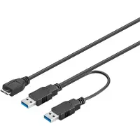 Goobay USB Micro B naar 2x USB-A Y-kabel - USB3.0 - tot 0,9A / zwart - 0,20 meter