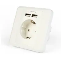 Gembird Inbouwstopcontact met 1 CEE 7/3 contact en 2 USB poorten - 2,4A / wit