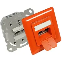 GOOD CONNECTIONS Premium CAT6 Gigabit netwerk inbouw wandcontactdoos met afdekplaat en 2 RJ45 poorten - afgeschermd / oranje
