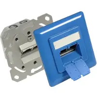 GOOD CONNECTIONS Premium CAT6 Gigabit netwerk inbouw wandcontactdoos met afdekplaat en 2 RJ45 poorten - afgeschermd / blauw