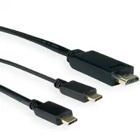 Roline USB-C naar HDMI 4K 60Hz en USB-C PD 60W (v) kabel / zwart - 1 meter