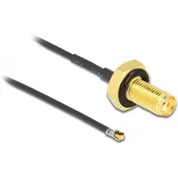 DeLOCK MHF 4L LK (v) - SMA (v) kabel met afdichtring - Micro Coax (1,37 mm) - 50 Ohm / zwart - 0,20 meter