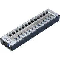 ORICO USB hub met 13 poorten en aan/uit schakelaars - USB3.0 - externe 12V voeding / grijs - 1 meter