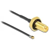 DeLOCK MHF 4L LK (v) - RP-SMA (v) kabel met afdichtring - Micro Coax (1,37 mm) - 50 Ohm / zwart - 0,10 meter