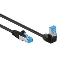 Goobay S/FTP CAT6a 10 Gigabit netwerkkabel haaks naar boven / recht / zwart - LSZH - 10 meter