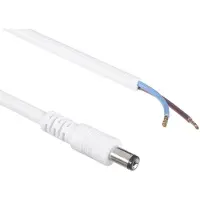 BKL DC plug (m) 5,5 x 2,5mm stroomkabel met open einde - max. 7A / wit - 2 meter