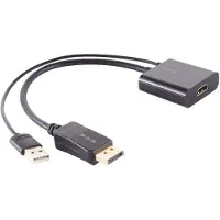 S-Impuls HDMI (v) naar DisplayPort (m) actieve adapter - HDMI 1.4 / DP 1.2 (4K 30Hz) - voeding via USB-A (m) / zwart - 0,30 meter