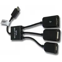 Coretek USB Micro B hub met 2 USB-A + 1 USB Micro B poorten - busgevoed - USB2.0 / zwart - 0,15 meter