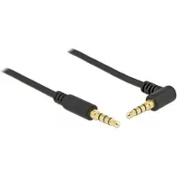 DeLOCK 3,5mm Jack 4-polig audio/video slim kabel met extra ruimte AWG24 - haaks / zwart - 3 meter