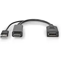 S-Impuls HDMI (m) naar DisplayPort (v) actieve adapter - HDMI 2.0 / DP 1.2 (4K 60Hz) - voeding via USB-A (m) / zwart - 0,20 meter