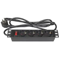 GOOD CONNECTIONS 10'' stekkerdoos - CEE 7/7 - 4x CEE 7/3 - met schakelaar / zwart - 1,8 meter