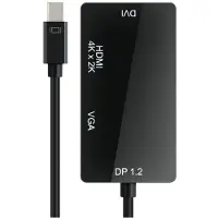 Dolphix Mini DisplayPort 1.2 naar HDMI, DVI en VGA adapter / zwart - 0,15 meter