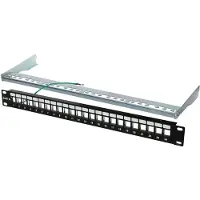 Pro 95743 Keystone Modul Patchpanel 24 Port Leergehäuse Patchfeld Rack Server 24 poorten Netwerkpatchpaneel 483 mm (19) Zonder connectoren 1 HE Zwart