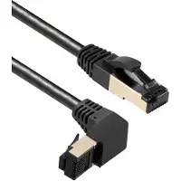 MaxTrack S/FTP CAT8.1 40 Gigabit netwerkkabel haaks naar beneden / recht / zwart - LSZH - 5 meter