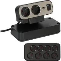 Brennenstuhl brennenstuhlestilo Duplex-stekkerdoos, 1x USB C, 1x USB A, 10x veiligheidscontactdozen, zilver/zwar - 1153580200