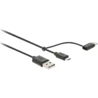 Nedis 2-in-1-Kabel | USB 2.0 | USB-A Male | USB Micro-B Male / USB-C Male | 480 Mbps | 1.00 m | Vernikkeld | Rond | PVC | Zwart | Label - CCGL60610BK10