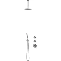 Brauer Regendoucheset inbouw chrome edition thermostatisch 20 cm met plafondarm en staafhanddouche losse stopkranen chroom