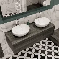 Zaro Lush badmeubel 120cm antraciet met 1 lade met dubbele ovale waskom met kraangaten
