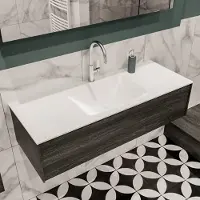 Zaro Lush badmeubel 120cm antraciet met 1 lade en solid surface wastafel met kraangat