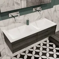Zaro Lush badmeubel 120cm antraciet met 2 lades en dubbele solid surface wastafel zonder kraangaten