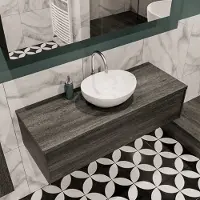 Zaro Lush badmeubel 120cm antraciet met 1 lade met ovale waskom midden met kraangat