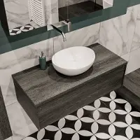 Zaro Lush badmeubel 100cm antraciet met 1 lade met ovale waskom midden zonder kraangat