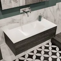Zaro Lush badmeubel 100cm antraciet met 1 lade en solid surface wastafel zonder kraangat