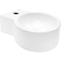 Aloni Design wastafel voor op het aanrecht, rond, wit, met kraangat, 35 x 28 x 16 cm
